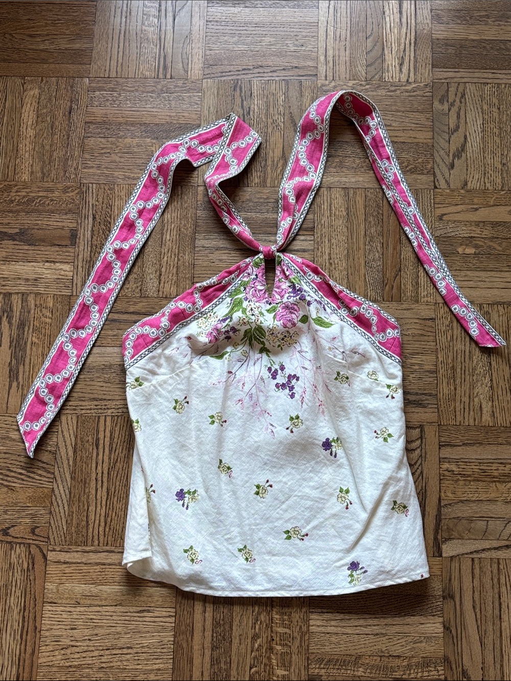 Ann Taylor Loft Pink-Trim Floral Halter Top - Women
